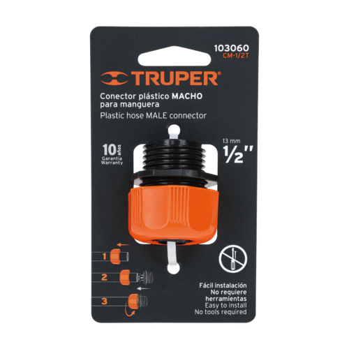 103060 - Conector 1/2" macho de ABS con tuerca de ajuste manual