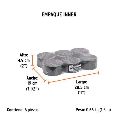 103061 - Cinta negra para ducto 10m x 48mm, espesor 0.19mm, Truper