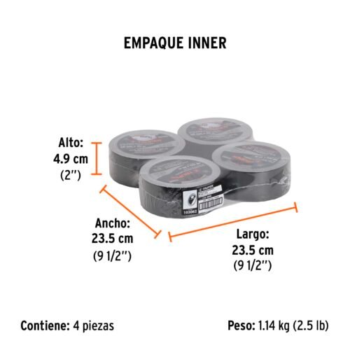 103062 - Cinta negra para ducto 30m x 48mm, espesor 0.19mm, Truper