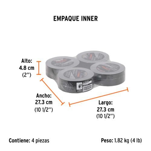103063 - Cinta negra para ducto 50m x 48mm, espesor 0.19mm, Truper