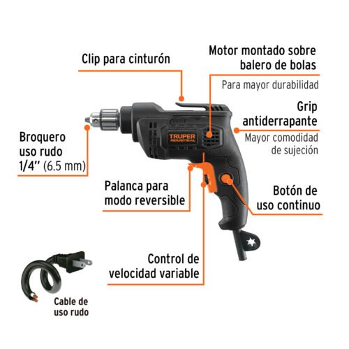103067 - Taladro 1/4", 380W, TRUPER INDUSTRIAL