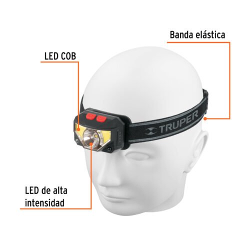 103087 - Linterna de minero LED 270 lm con sensor recargable, TRUPER