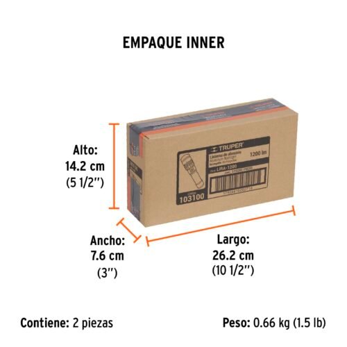 103100.7 103100 - Linterna LED recargable, de aluminio, 1,200 lm, TRUPER