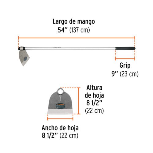 103107 - Azadón Lane No. 3 de 2.1 lb, mango de acero 54", TRUPER