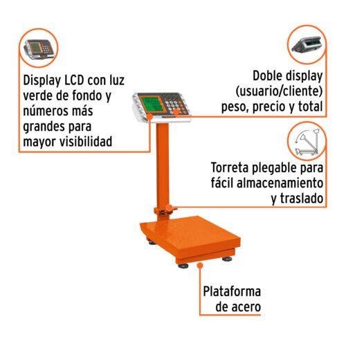 103112.1 103112 - Báscula electrónica de plataforma p/mostrador, 80 kg, Truper