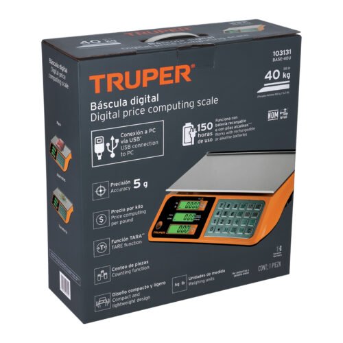 103131 - Báscula electrónica multifunciones 40 kg USB, Truper