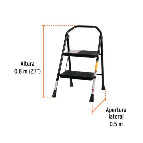 103142 - Escalera tubular, plegable, 2 peldaños, Truper