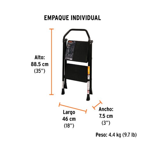 103142 - Escalera tubular, plegable, 2 peldaños, Truper