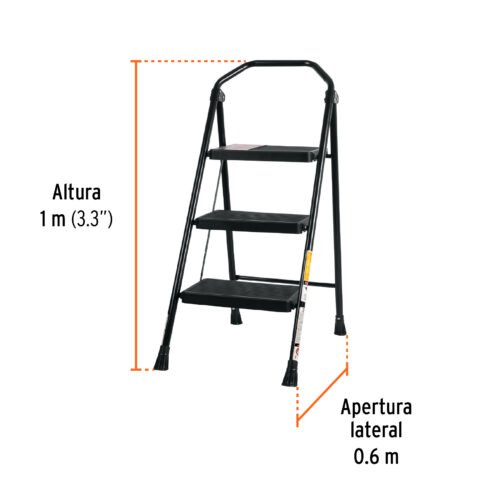 103143 - Escalera tubular, plegable, 3 peldaños, Truper