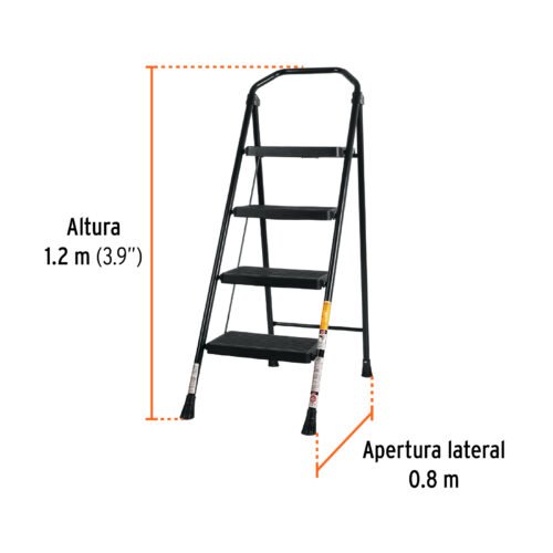 103144 - Escalera tubular, plegable, 4 peldaños, Truper