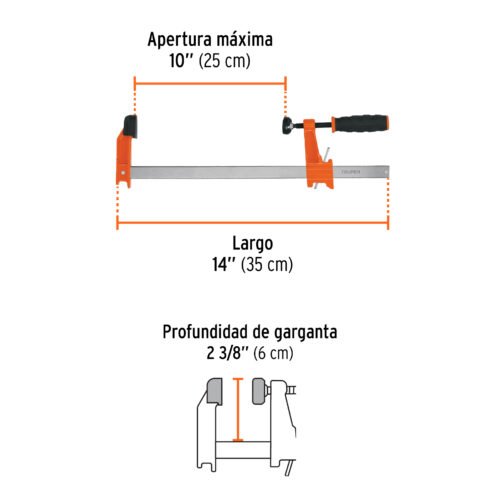 103168 - Prensa rápida tipo "F" 10", uso ligero, Truper