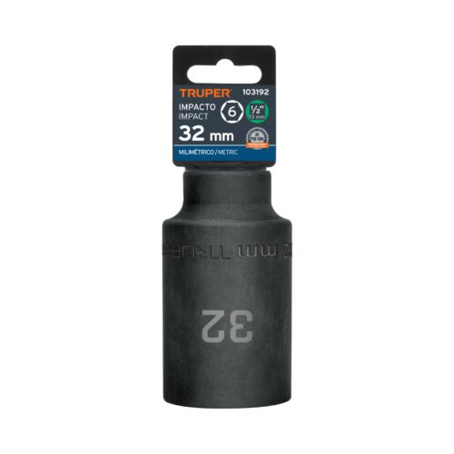 103192.3 103192 - Dado largo impacto de 32 mm, 6 puntas, cuadro 1/2", Truper