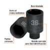 103194 - Dado largo impacto de 36 mm, 6 puntas, cuadro 1/2", Truper