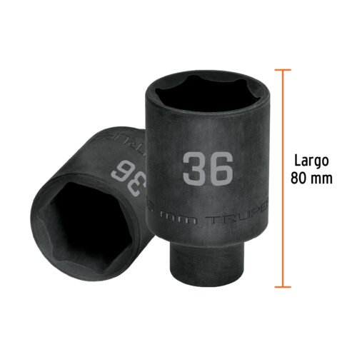 103194 - Dado largo impacto de 36 mm, 6 puntas, cuadro 1/2", Truper