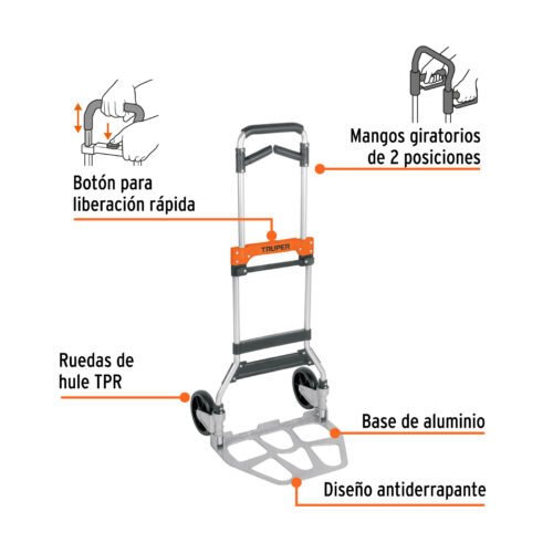 103199 - Diablo de carga, plegable, mango abatible, 170 kg, Truper