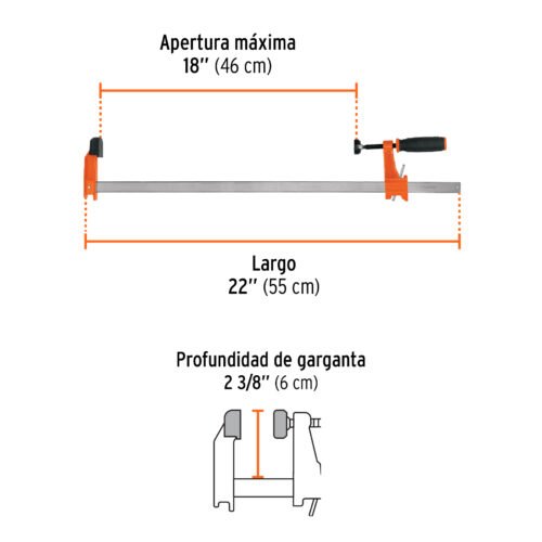 103200 - Prensa rápida tipo "F" 18", uso ligero, Truper