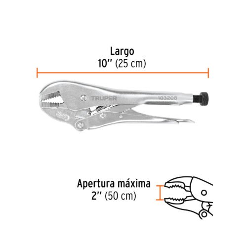 103208.2 103208 - Pinza de presión 10" mordaza recta, tipo japonés, Truper