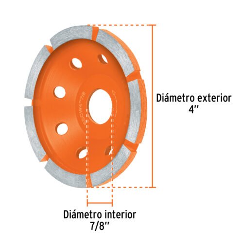 103210 - Copa de diamante 1 hilera 4" x 7/8", TRUPER