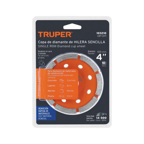103210 - Copa de diamante 1 hilera 4" x 7/8", TRUPER