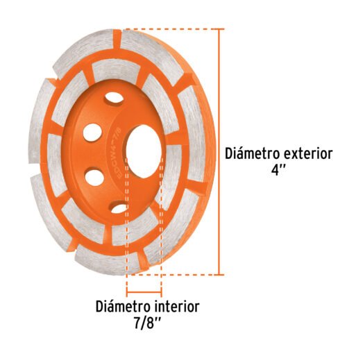 103212 - Copa de diamante doble hilera 4" x 7/8", TRUPER