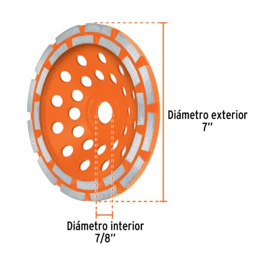 103213 - Copa de diamante doble hilera 7" x 7/8", TRUPER