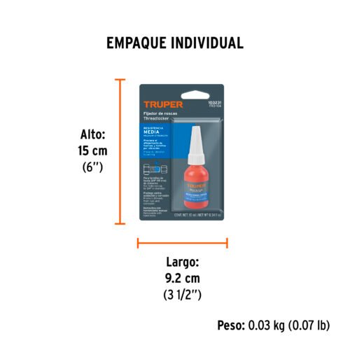 103231 - Fijador de roscas, removible, 10 ml, azul, TRUPER