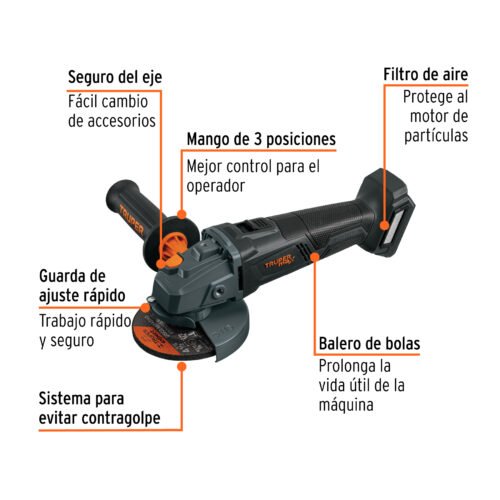 103233 - Esmeriladora 4-1/2", 20V, s/accesorios, TRUPER MAX