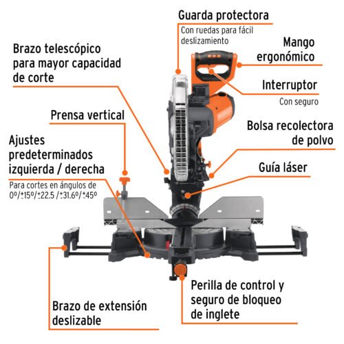 103235.1 103235 - Sierra de inglete 12", 2000W telescópica compuesta, TRUPER