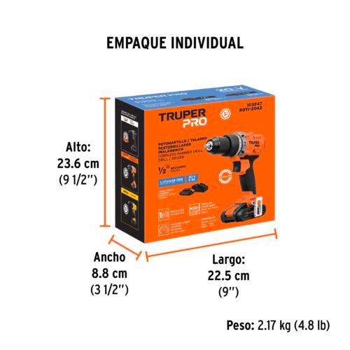 103247 - Rotomartillo 1/2", 20V, 1 batería 2Ah, TRUPER PRO