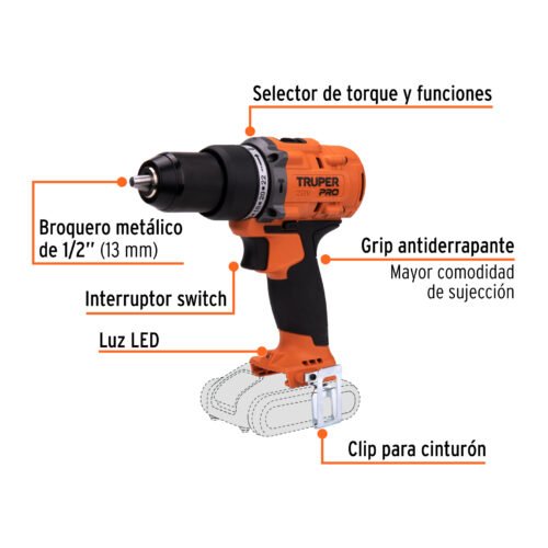 103248.1 103248 - Rotomartillo 1/2", 20V, sin accesorios, TRUPER PRO