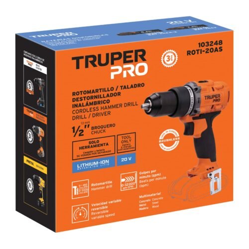 103248.5 103248 - Rotomartillo 1/2", 20V, sin accesorios, TRUPER PRO