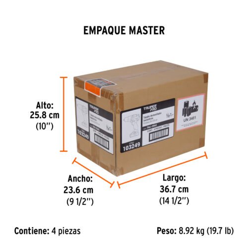 103249.4 103249 - Taladro 1/2", 20V, 1 batería 2Ah, TRUPER PRO