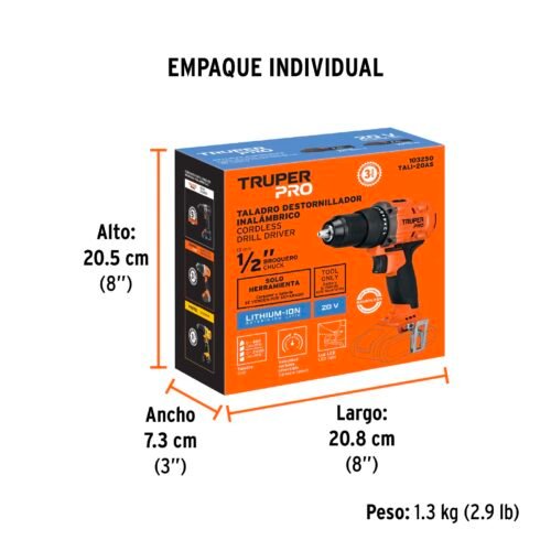 103250 - Taladro 1/2", 20V, sin accesorios, TRUPER PRO