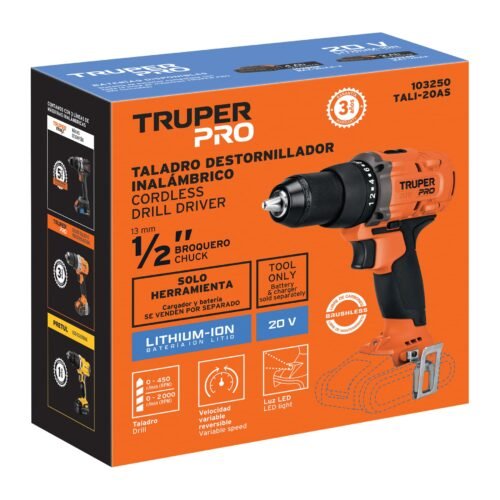 103250 - Taladro 1/2", 20V, sin accesorios, TRUPER PRO