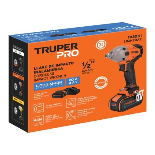 103251 - Llave de impacto 1/2", 20V, 184 lb/ft, 1 batería 4Ah, PRO