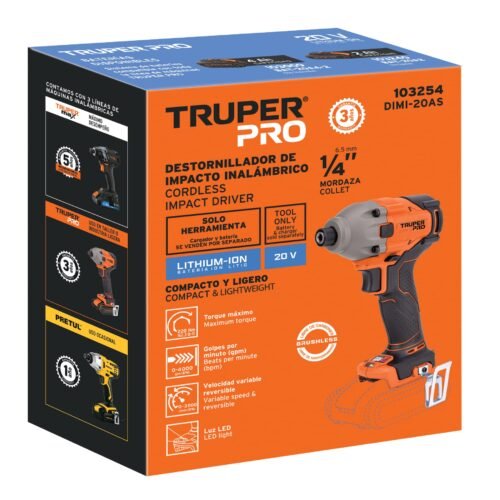 103254 - Destornillador de impacto 1/4", 20V, sin accesorios, PRO
