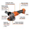 103255.1 103255 - Esmeriladora 4-1/2", 20V, sin accesorios, TRUPER PRO