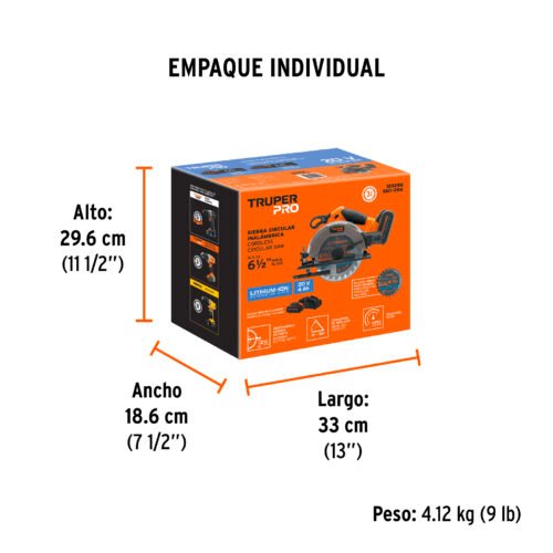 103256 - Sierra circular 6-1/2", 20V, 1 batería 4Ah, TRUPER PRO