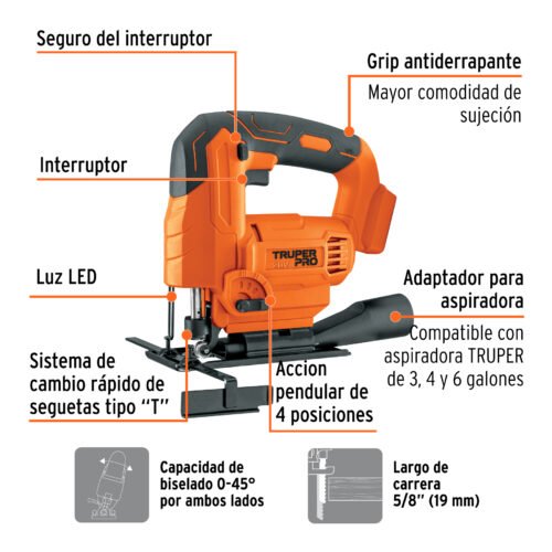 103260 - Sierra caladora 20V, sin accesorios, TRUPER PRO