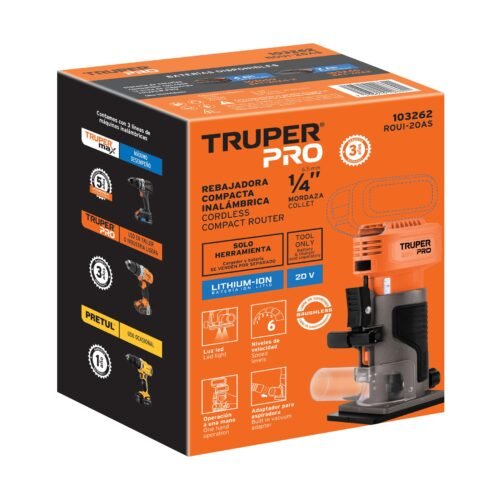 103262 - Router (Rebajadora) 1/4", sin accesorios, TRUPER PRO