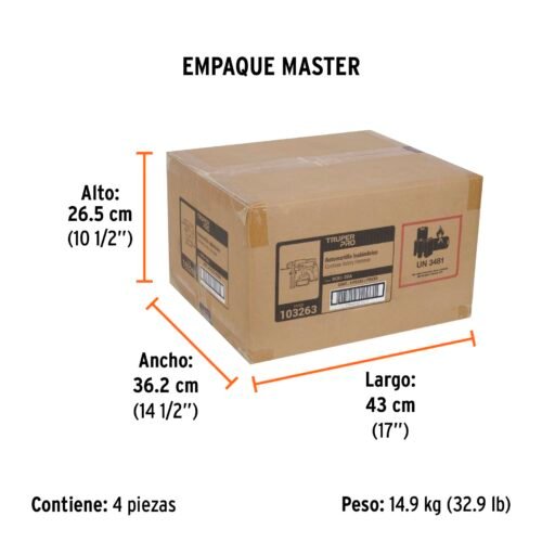 103263 - Rotomartillo SDS Plus 20V, 2 J, 1 batería 4Ah, TRUPER PRO