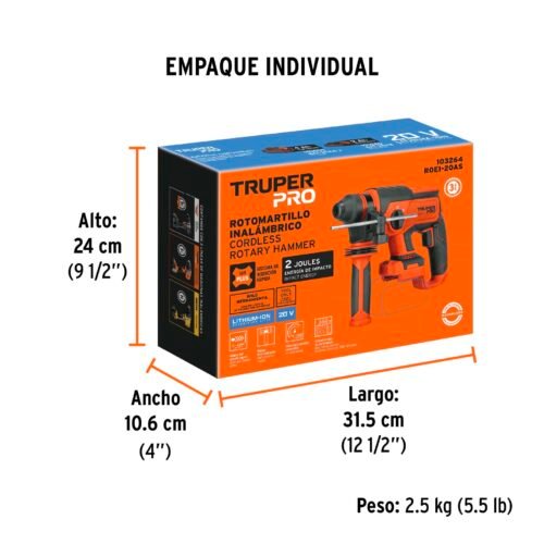 103264 - Rotomartillo SDS Plus 20V, 2 J, sin accesorios, TRUPER PRO