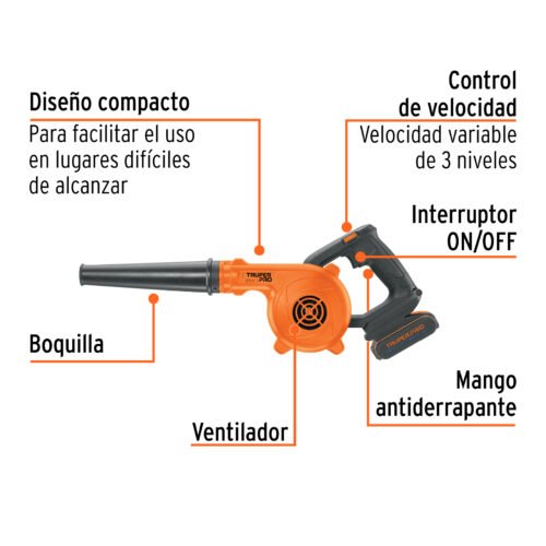 103265 - Sopladora para taller, 20V, 1 batería 2Ah, TRUPER PRO