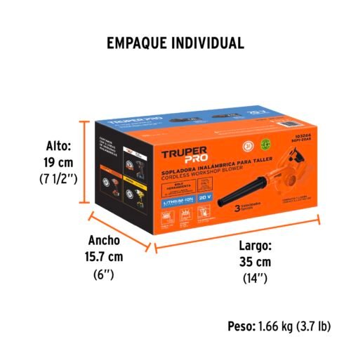 103266 - Sopladora para taller, 20V, sin accesorios, TRUPER PRO