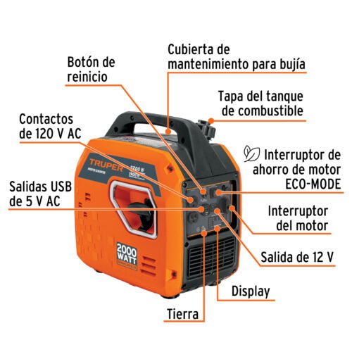 103278 - Generador silencioso inverter 2.2kW, 80 cc, encendido manual