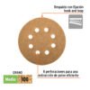103312 - Paquete c/5 discos de lija 5" grano 100, 8 perforaciones