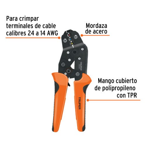 103329 - Pinza de crimpado para terminales, Truper