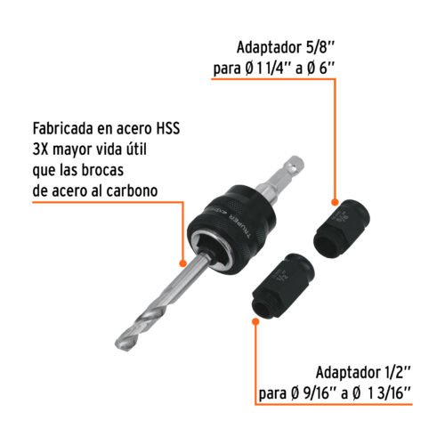 103390 - Mandril de cambio rápido con adaptadores y broca, Truper