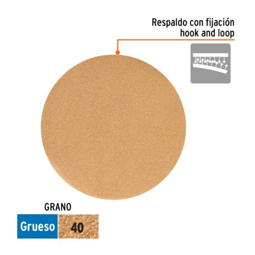 103407 - Paquete c/5 discos de lija 6" grano 40, ciegos