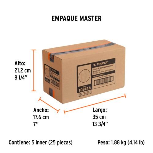 103416 103416 - Paquete c/5 discos de lija 6" grano 320, ciegos